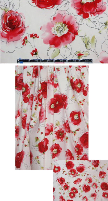 The0ry pen and ink roses cotton/lycra woven
