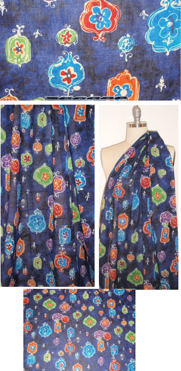 NY designer colorful orbs cotton voile