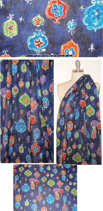 NY designer colorful orbs cotton voile