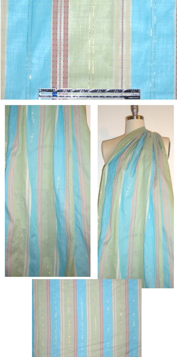 CA designer striped cotton fancy striped voile w/metallic
