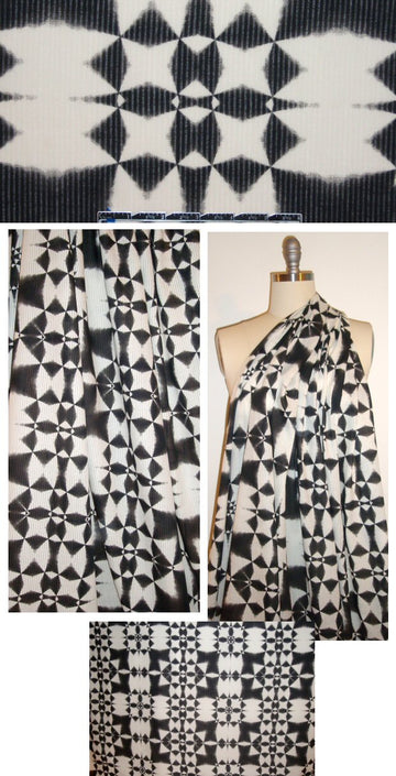 CA designer folk art graphic shadow stripe voile