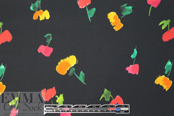 Caroline C0nstas little flowers on black cotton stretch shirting 1.75 yds