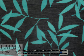 Caroline C0nstas 'leaf silhouette' cotton voile - black/teal