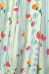 Caroline C0nstas flowers on stripes cotton stretch shirting
