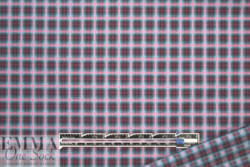 famous designer reversible cotton plaid - pink/sky 1 yard