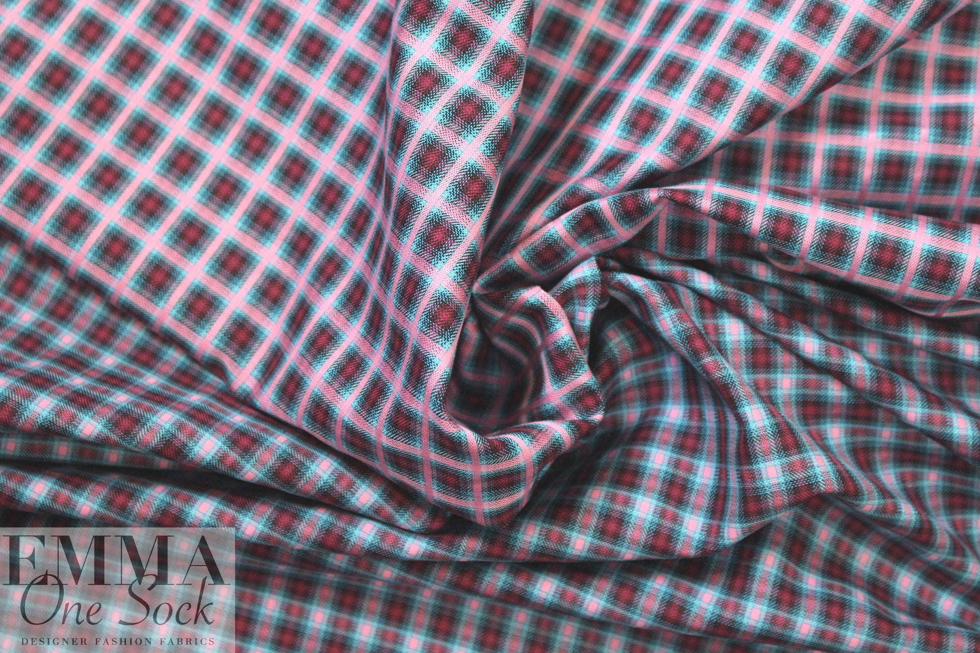 famous designer reversible cotton plaid - pink/sky