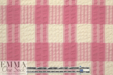 famous designer crinkle cotton plaid woven - pink/natural