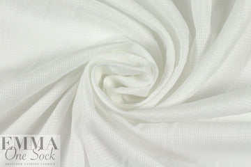 French grid texture white cotton shirting 1 yard Minor Flaw
