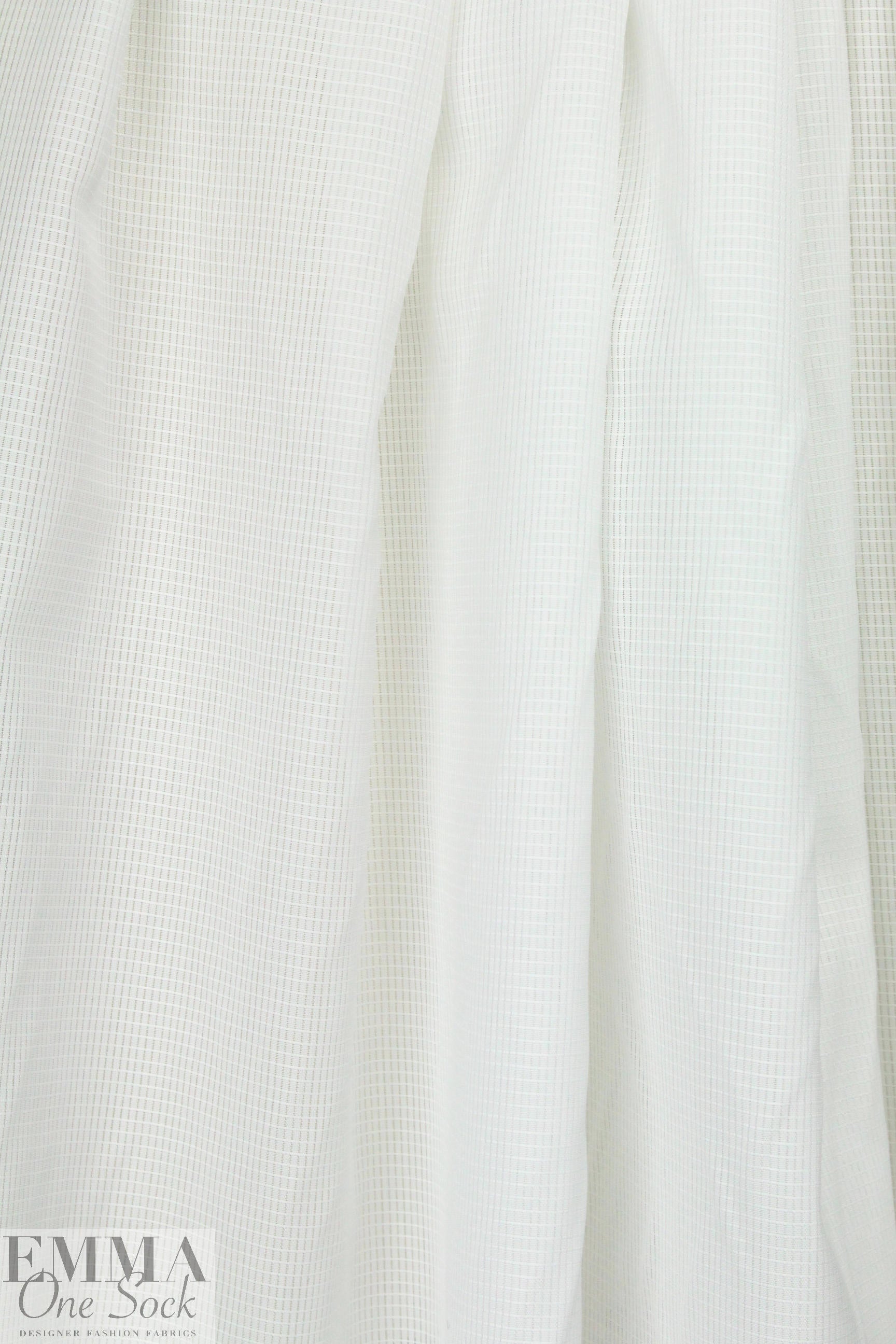French grid texture white cotton shirting