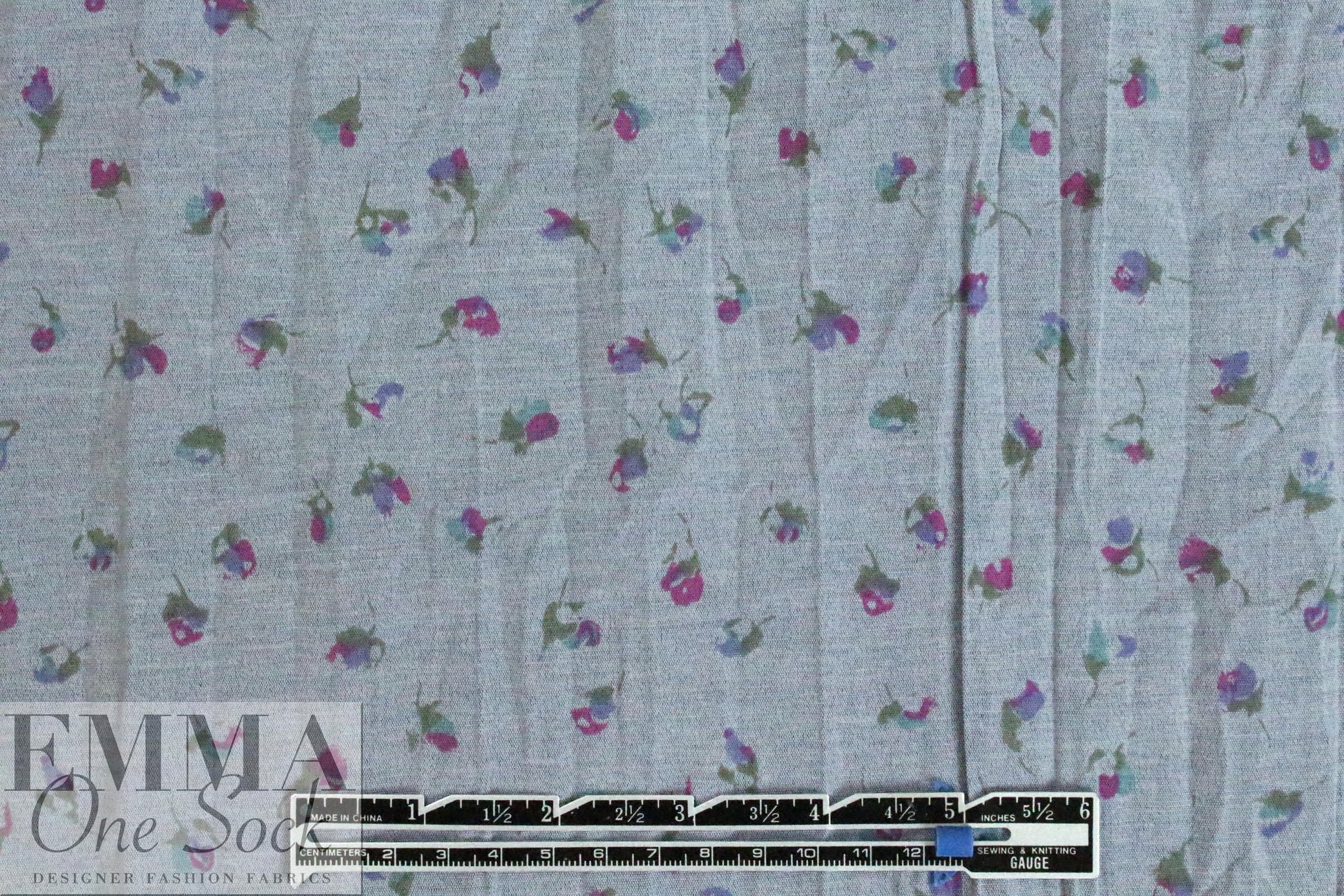 CA designer crinkle chambray floral shirting