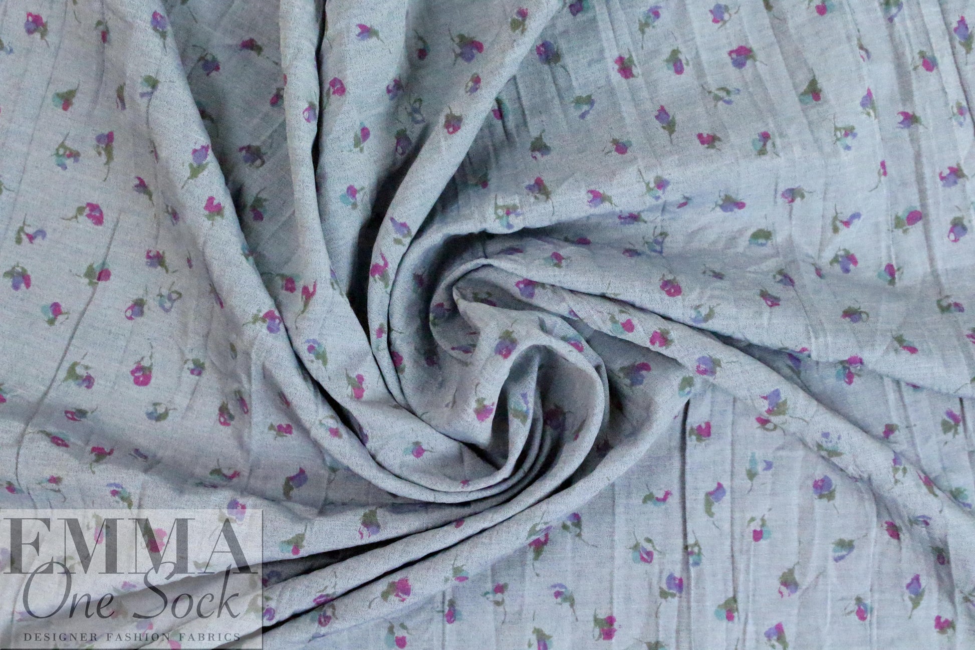 CA designer crinkle chambray floral shirting