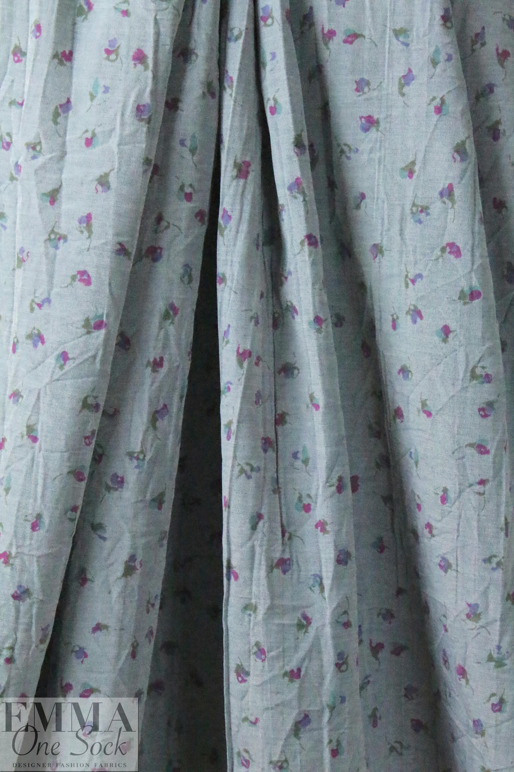 CA designer crinkle chambray floral shirting