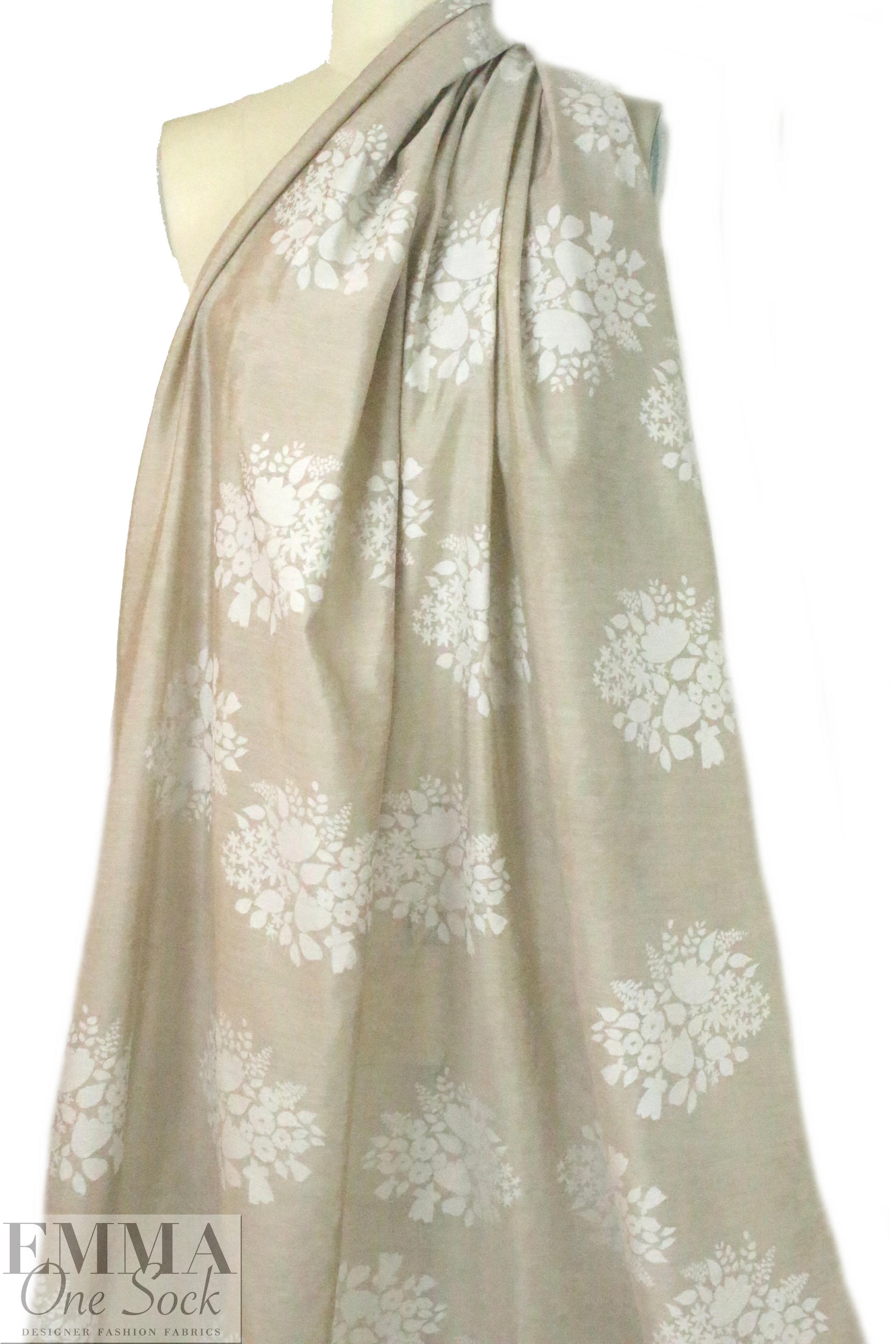 Italian overprinted floral cotton jacquard voile