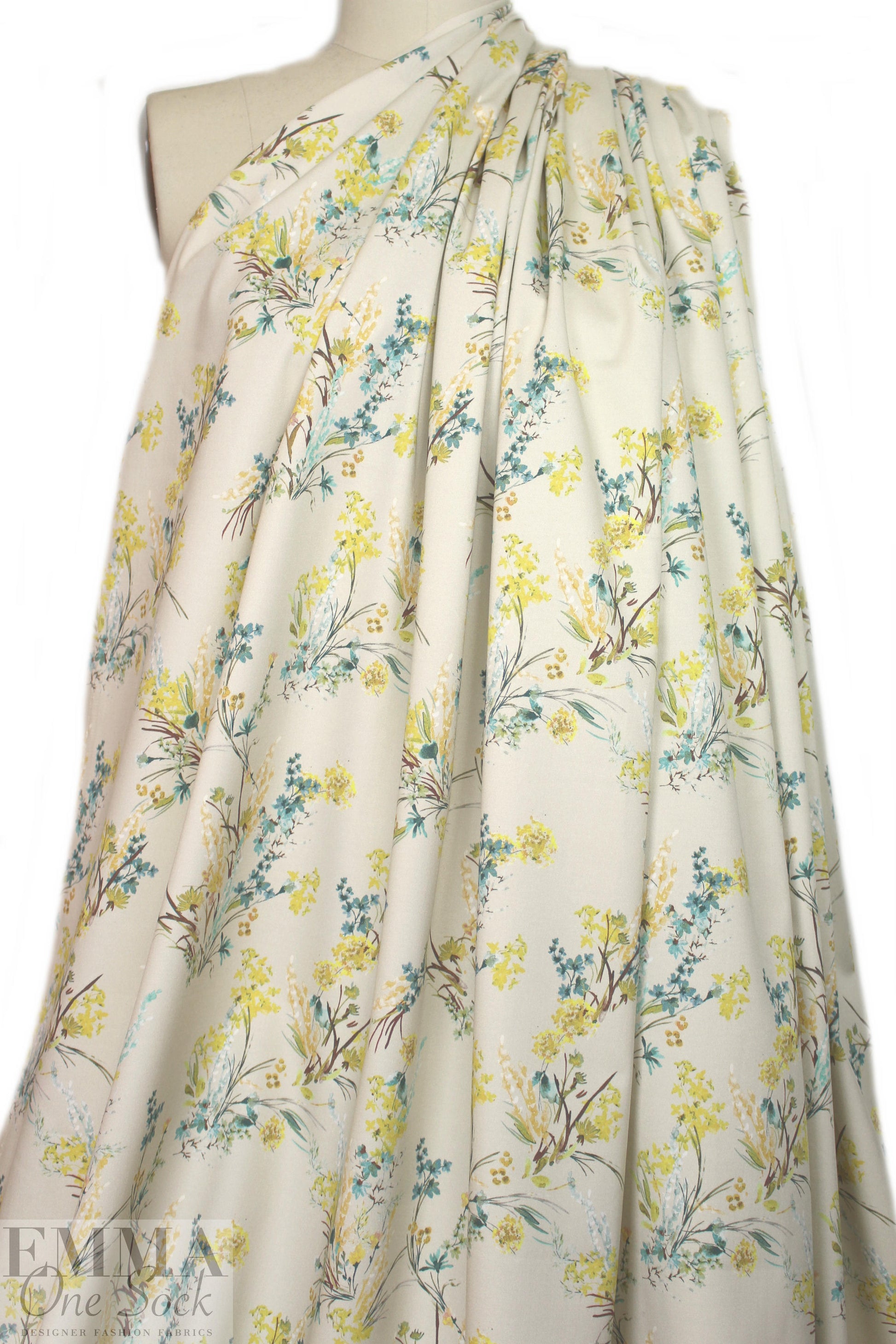 Derek L@m vintage floral cotton stretch woven - butter