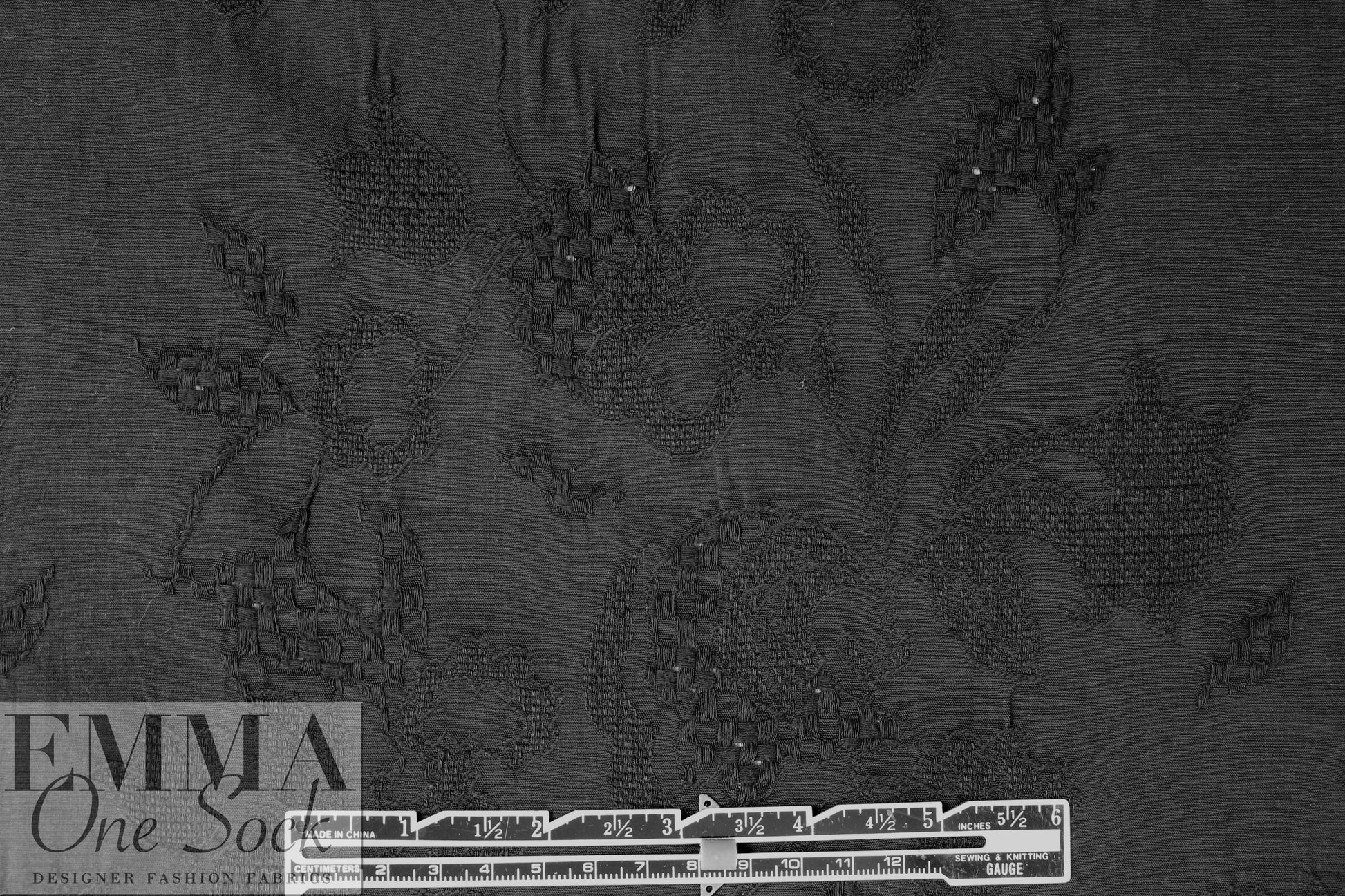French cotton jacquard - black on black