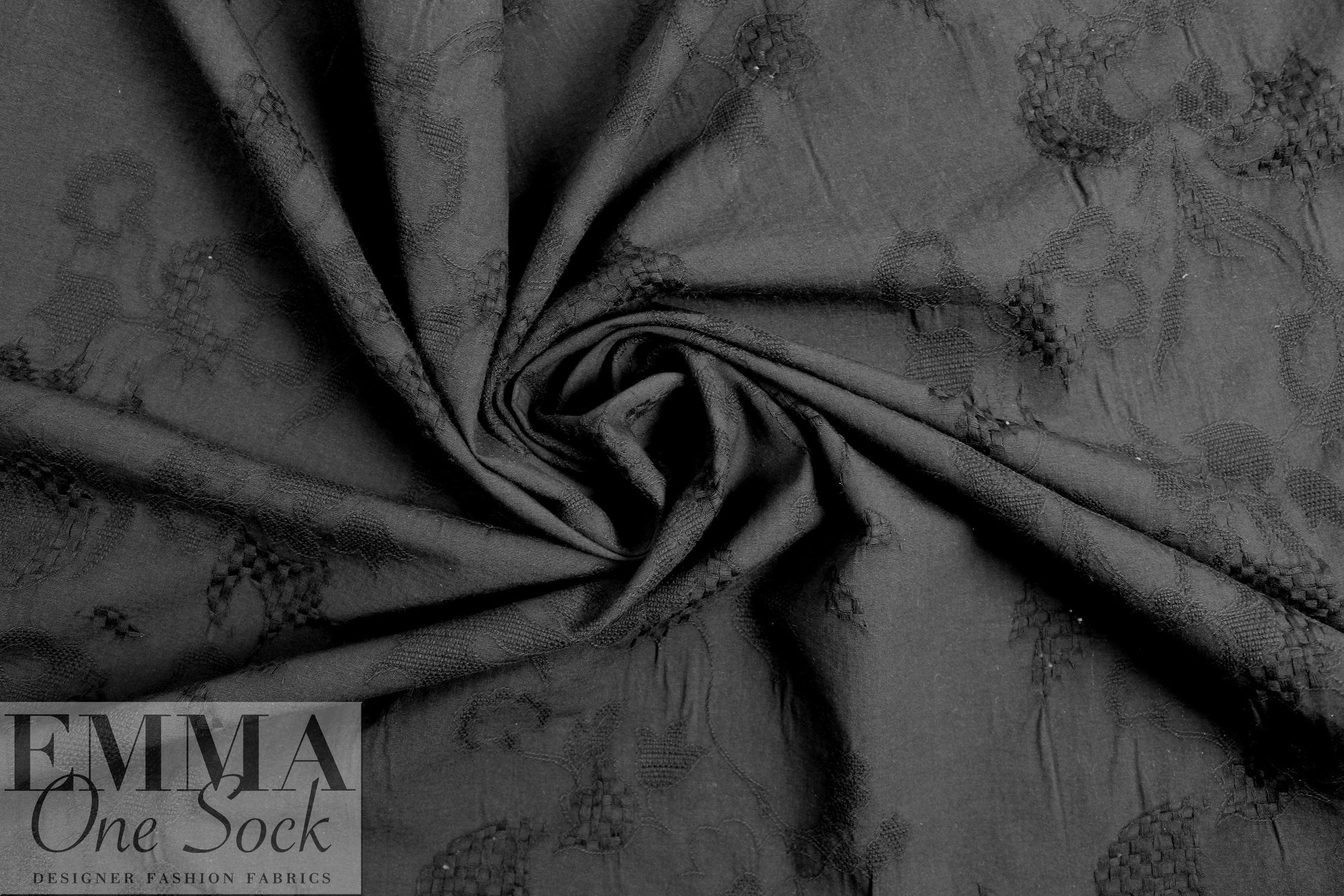 French cotton jacquard - black on black