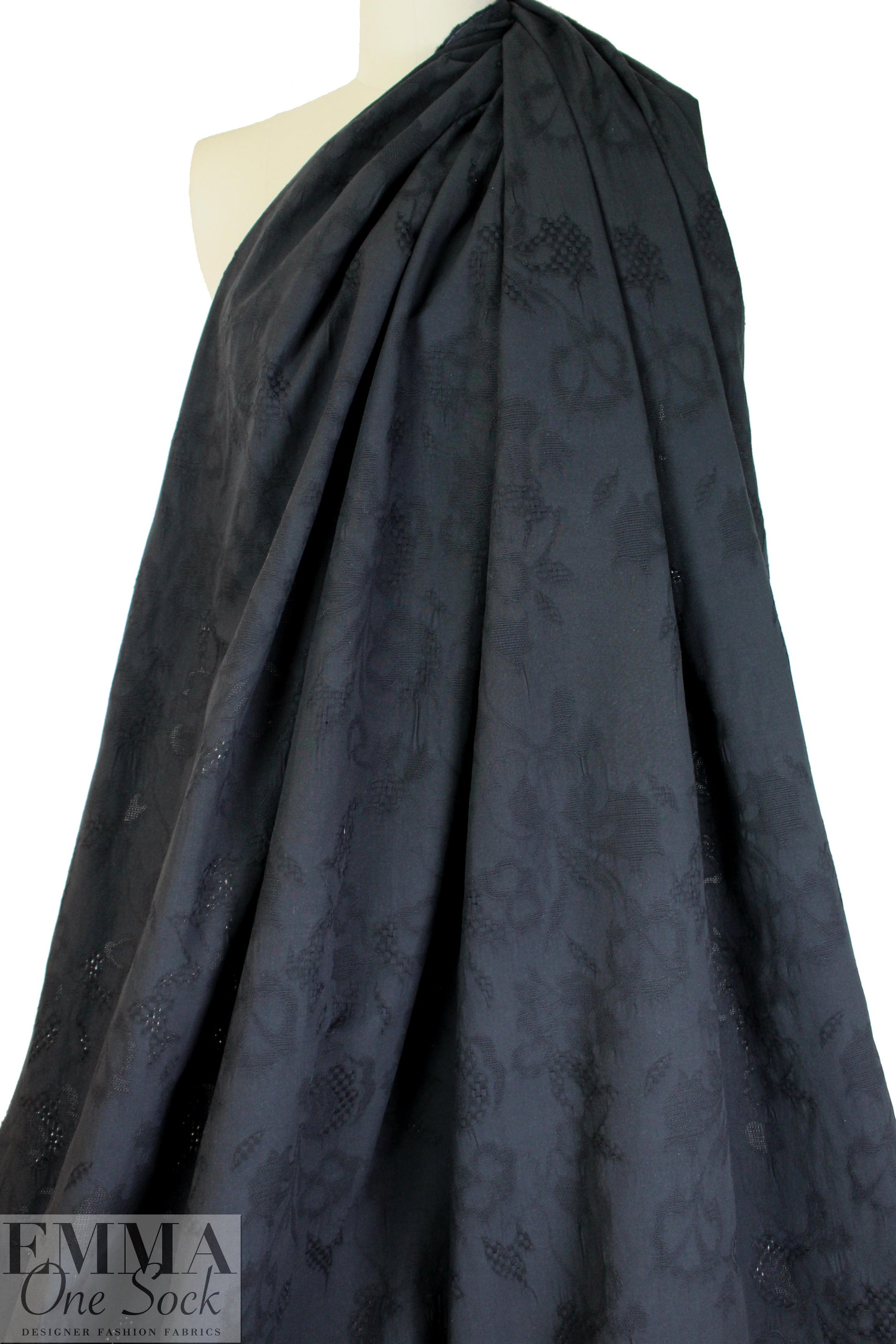 French cotton jacquard - black on black