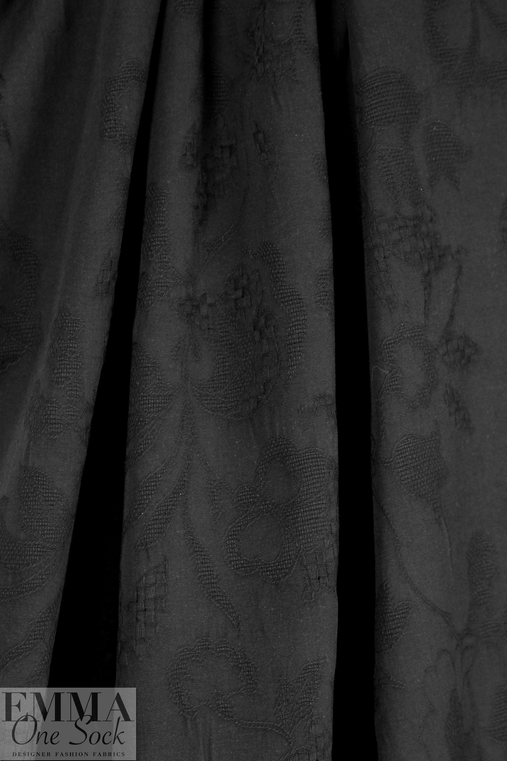 French cotton jacquard - black on black