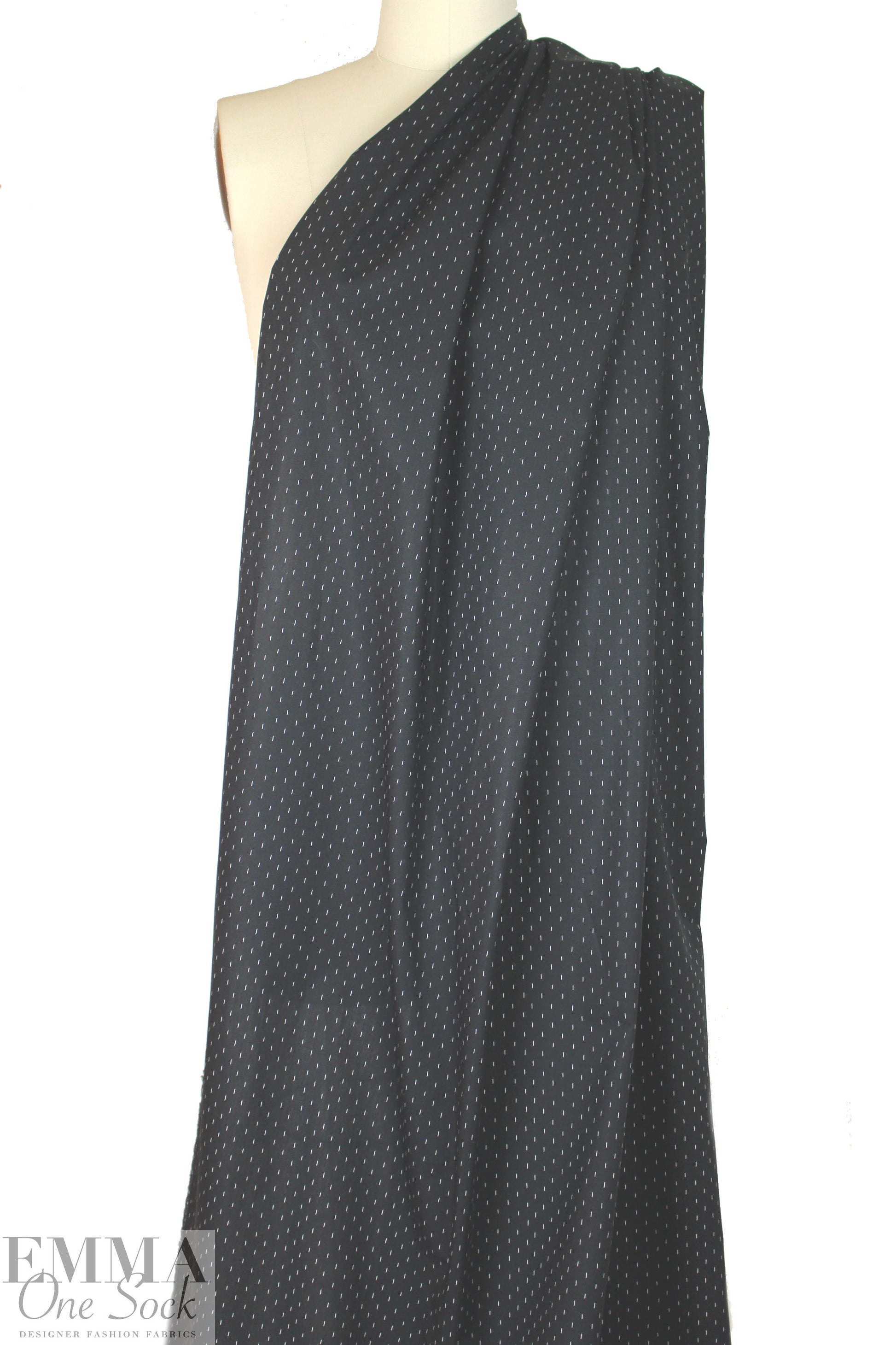Italian cotton shirting - black white dashes .66 yds
