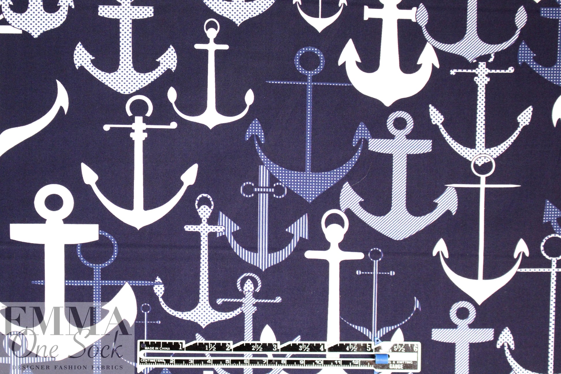 Italian nautical print cotton shirting 1.375 yd