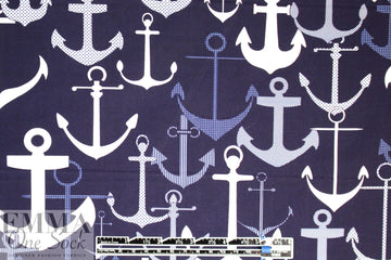 Italian nautical print cotton shirting 1.375 yd