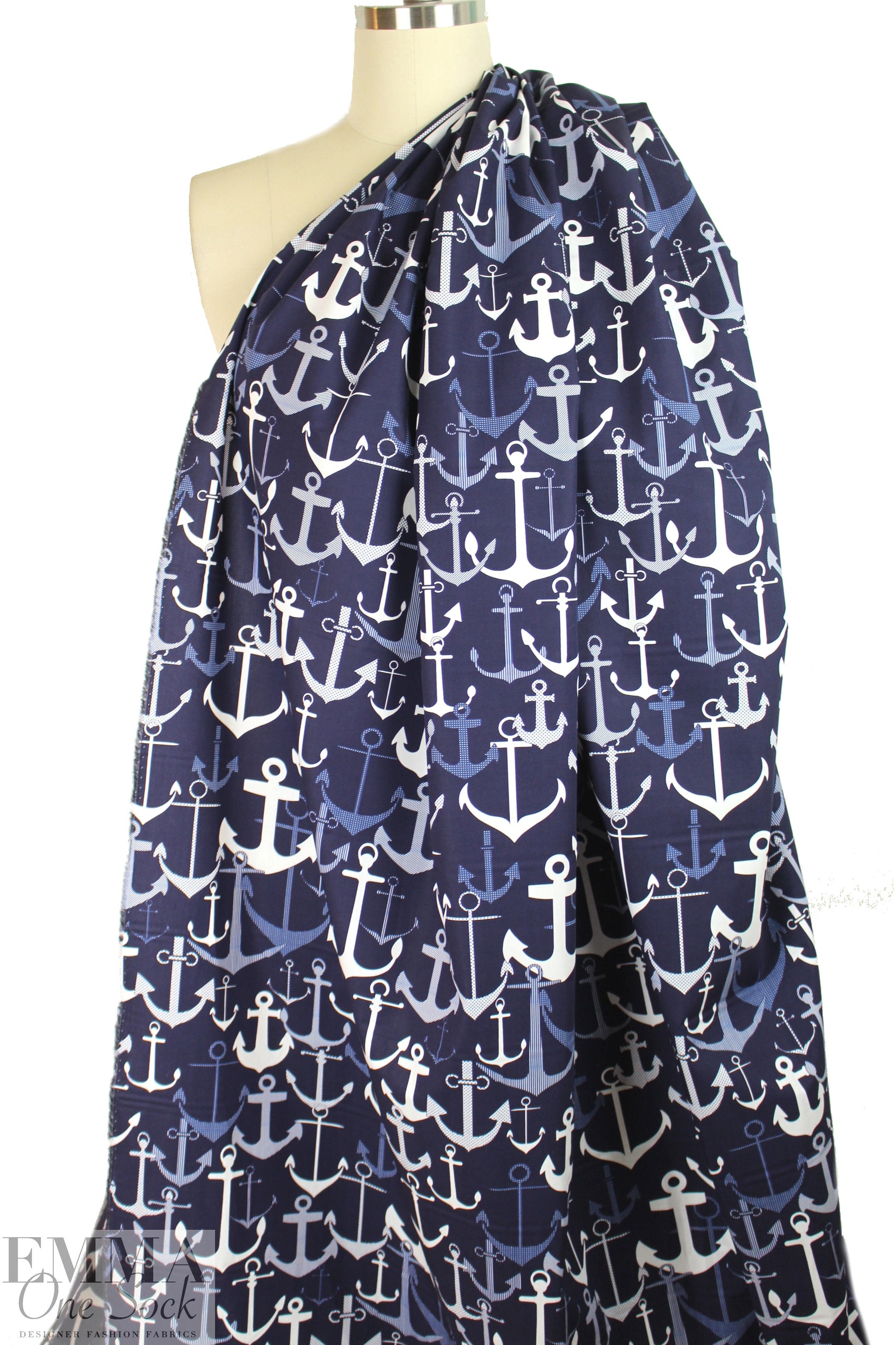 Italian nautical print cotton shirting 1.5 yds