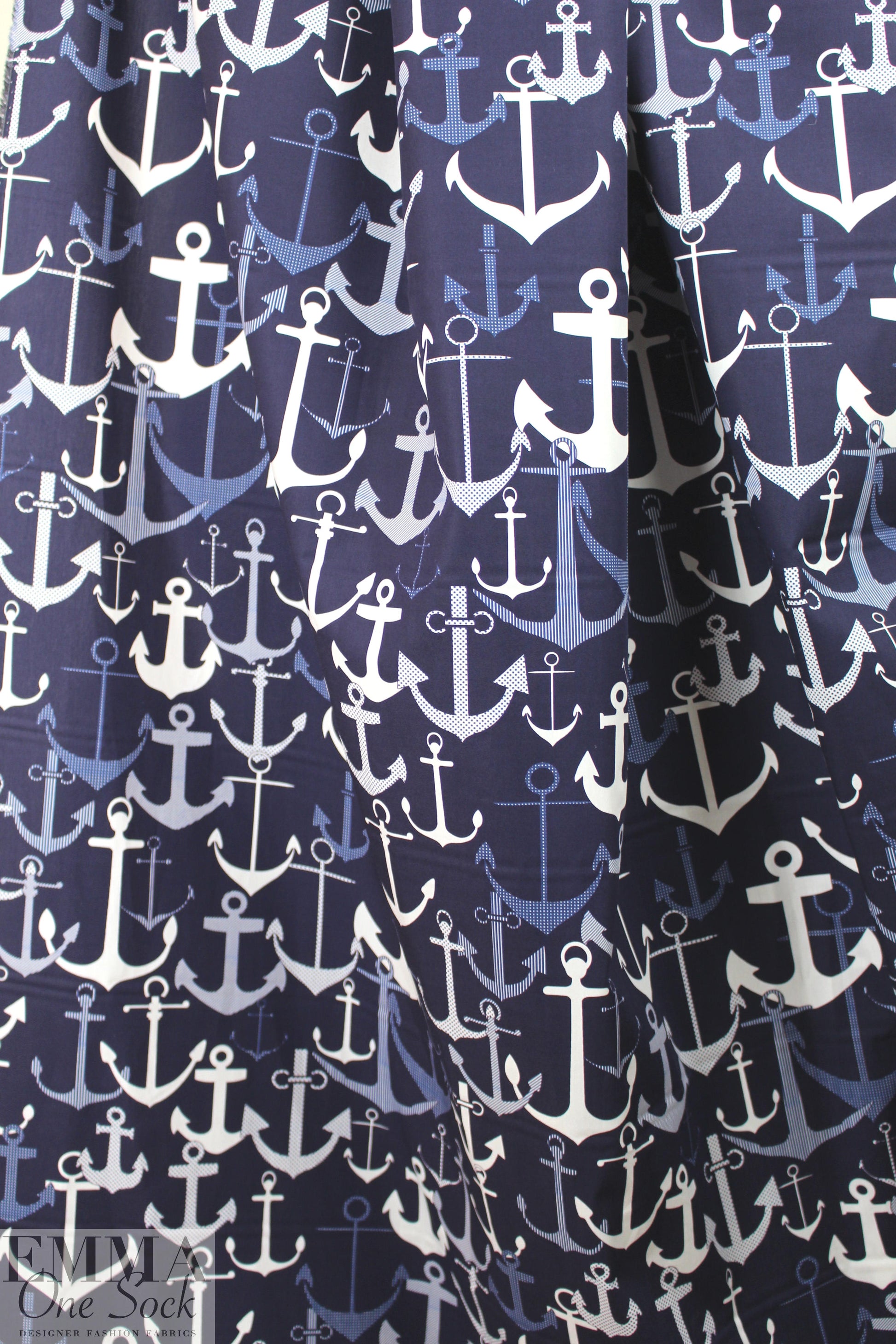 Italian nautical print cotton shirting 1.375 yd