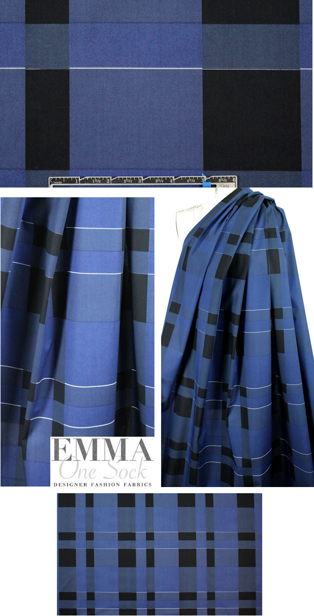 Hug0 Boss blue/black color block graphic cotton shirting