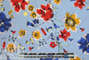 Italian blue/red/mustard 'les fleurs' cotton woven 1.75 yd