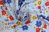 Italian blue/red/mustard 'les fleurs' cotton woven 1.75 yd