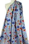 Italian blue/red/mustard 'les fleurs' cotton woven 1.625 yd