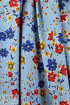 Italian blue/red/mustard 'les fleurs' cotton woven 1.5 yd