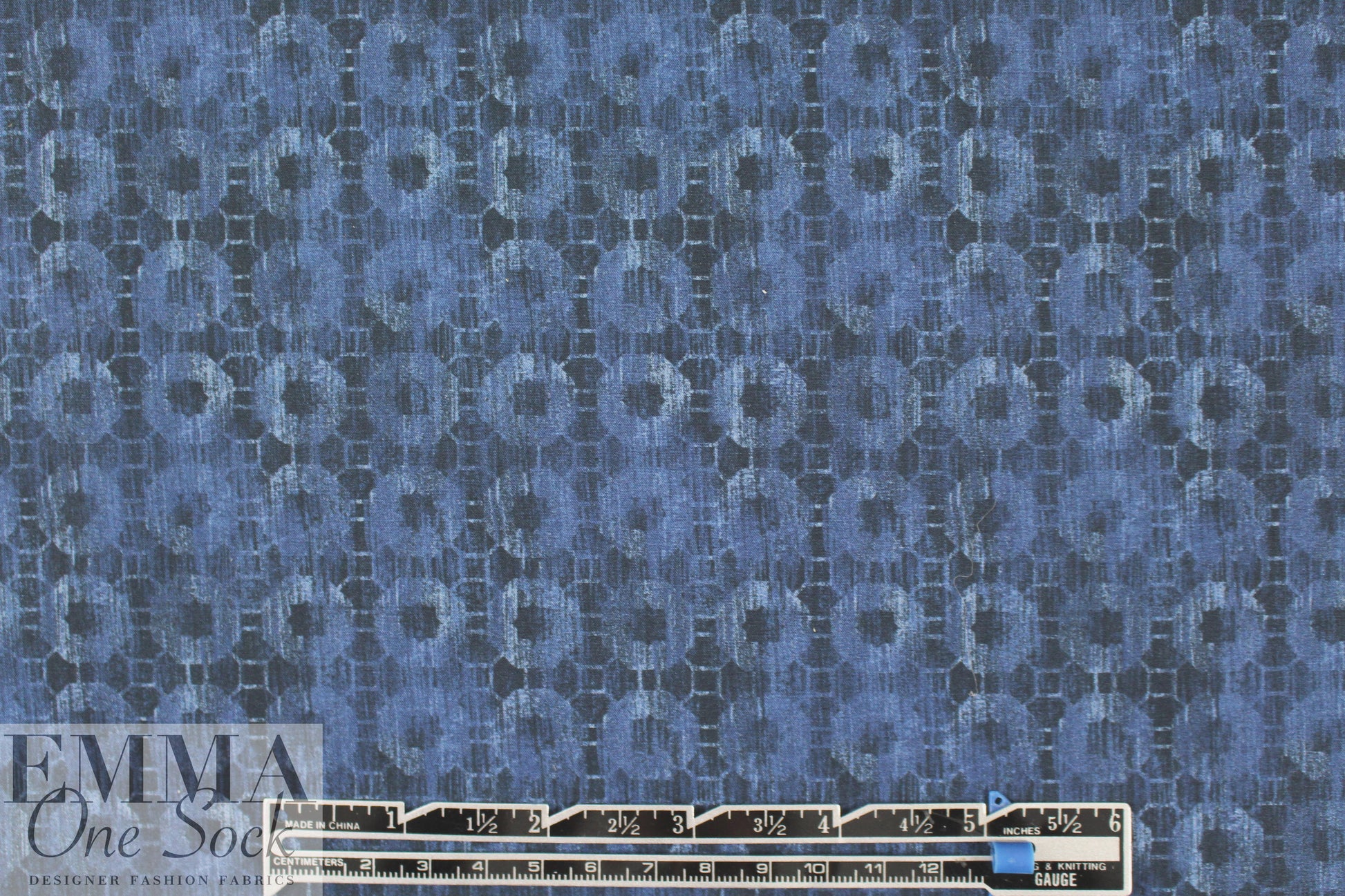 Italian faded denim graphic cotton shirting 1.125 yds
