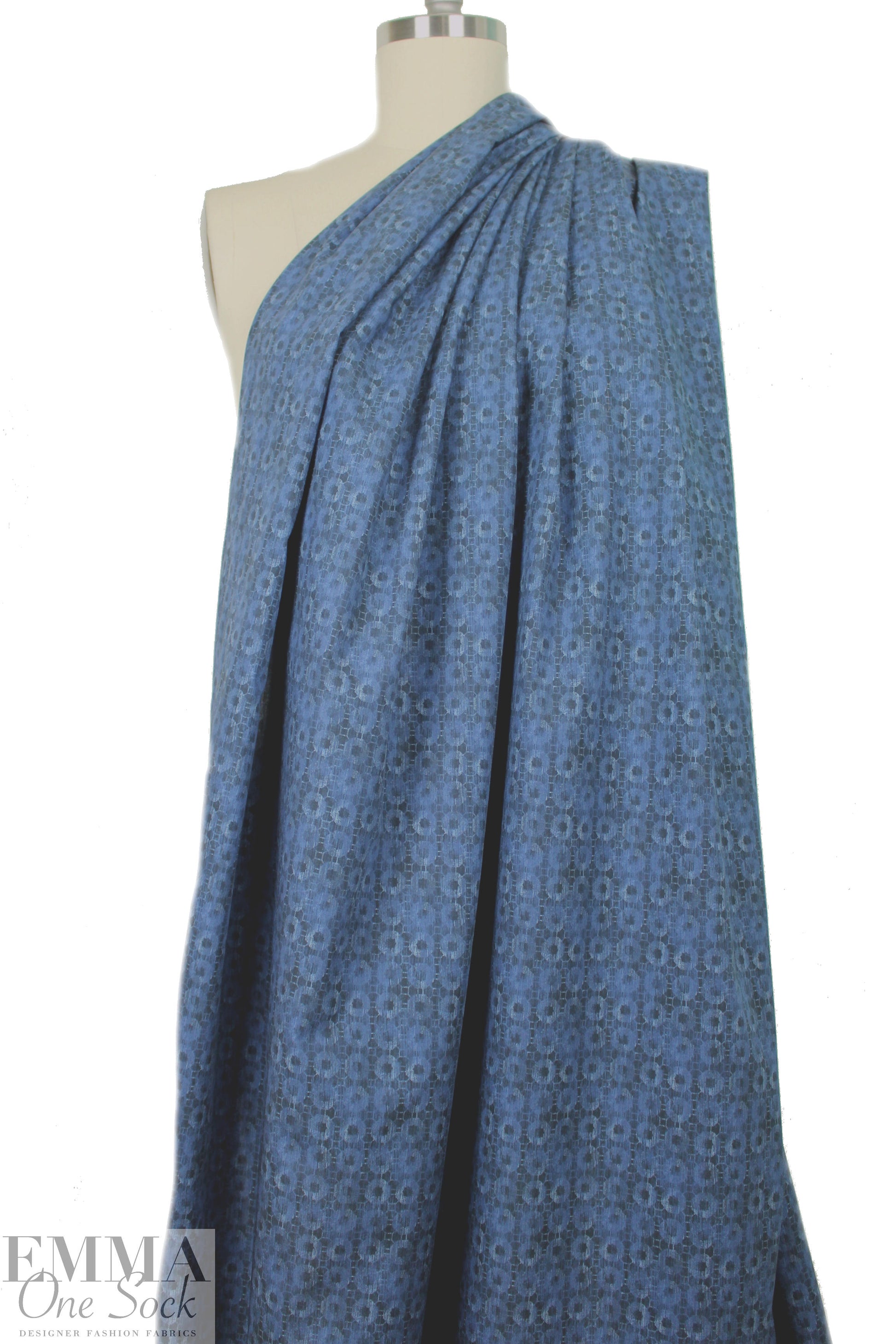 Italian faded denim graphic cotton shirting 1 yard