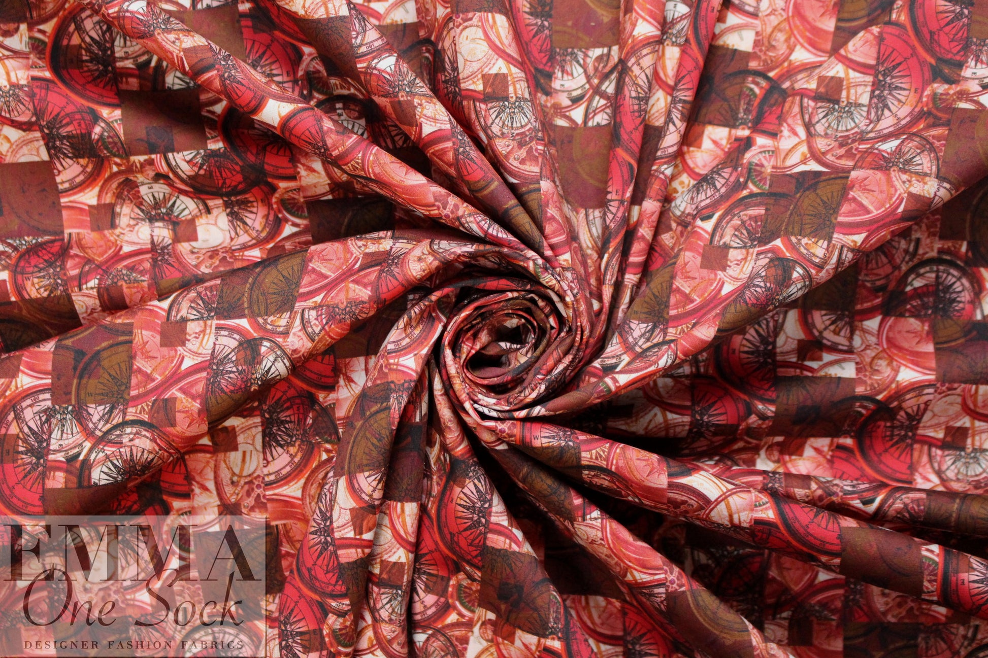Italian compass graphic cotton shirting