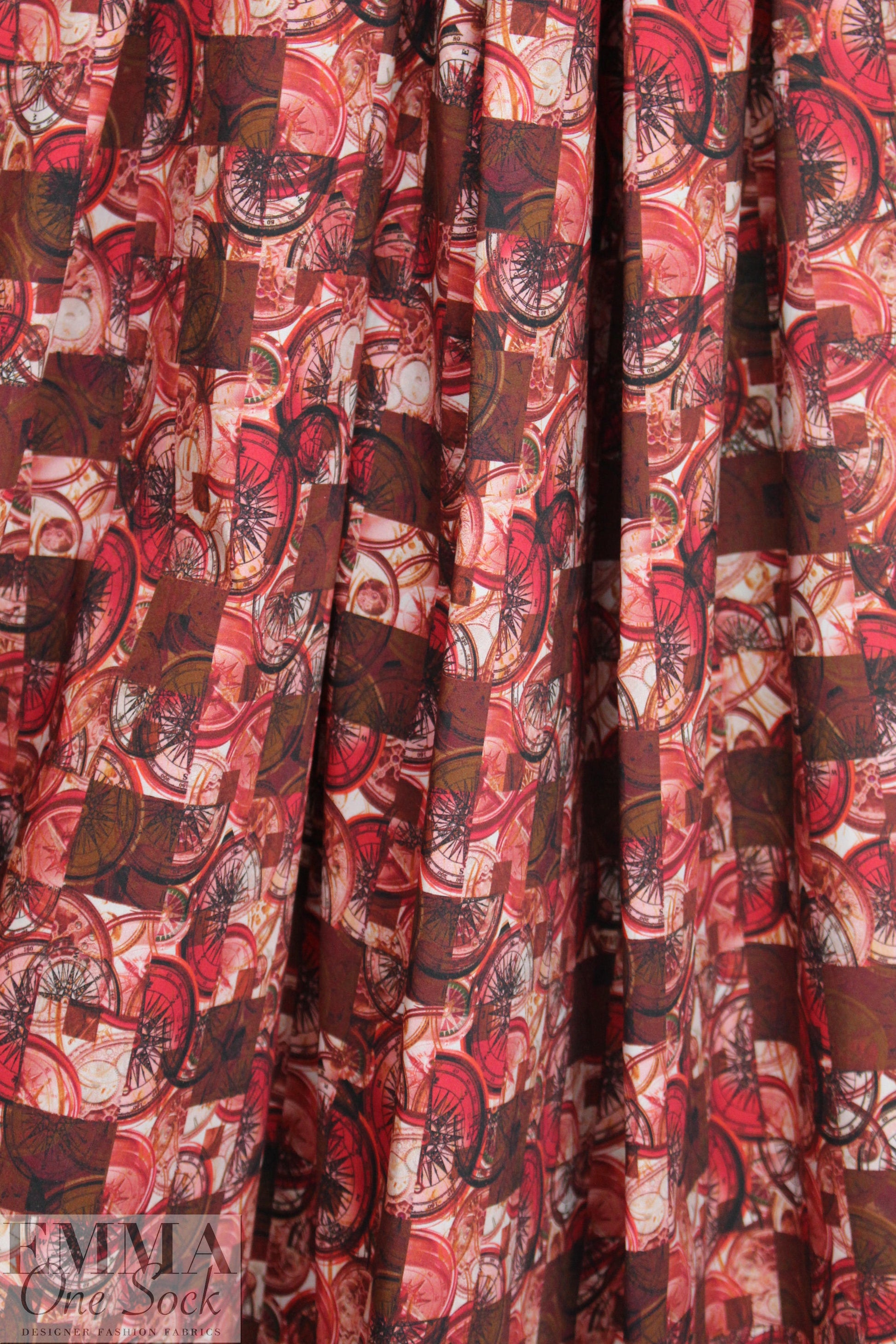 Italian compass graphic cotton shirting