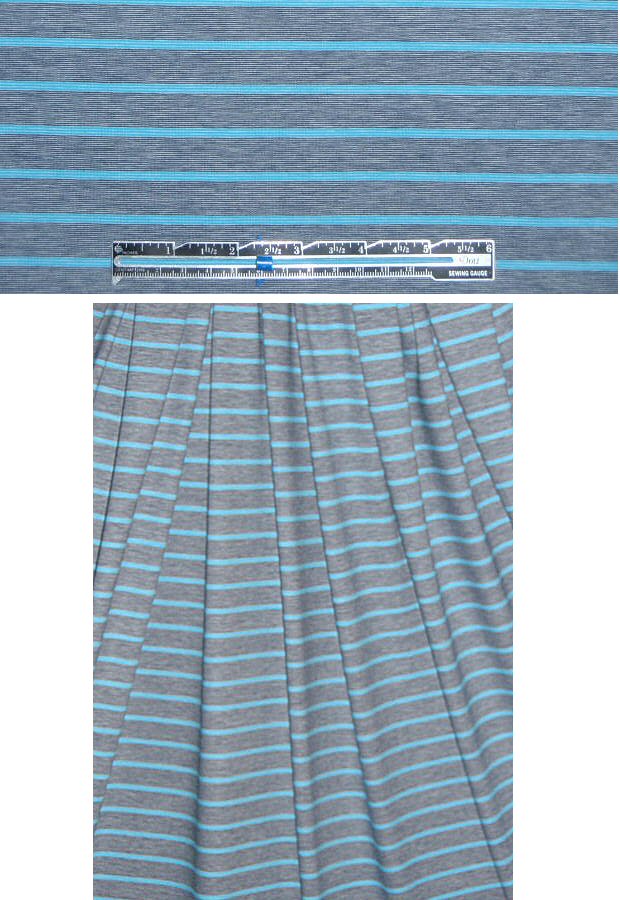 Hug0 Boss yarn-dye striped knit - sky/gray 1 yard