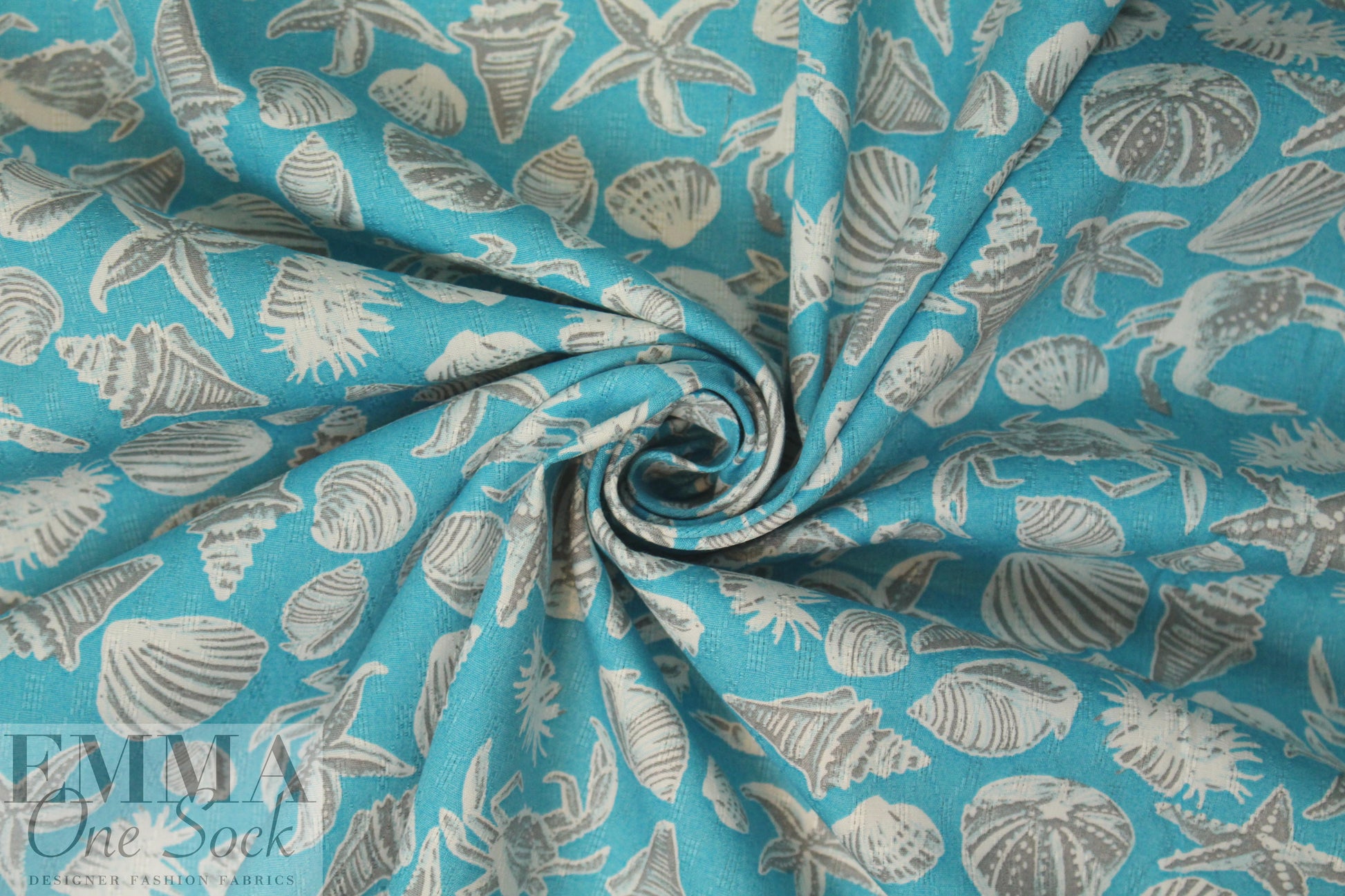 designer 'she sells sea shells' cotton jacquard