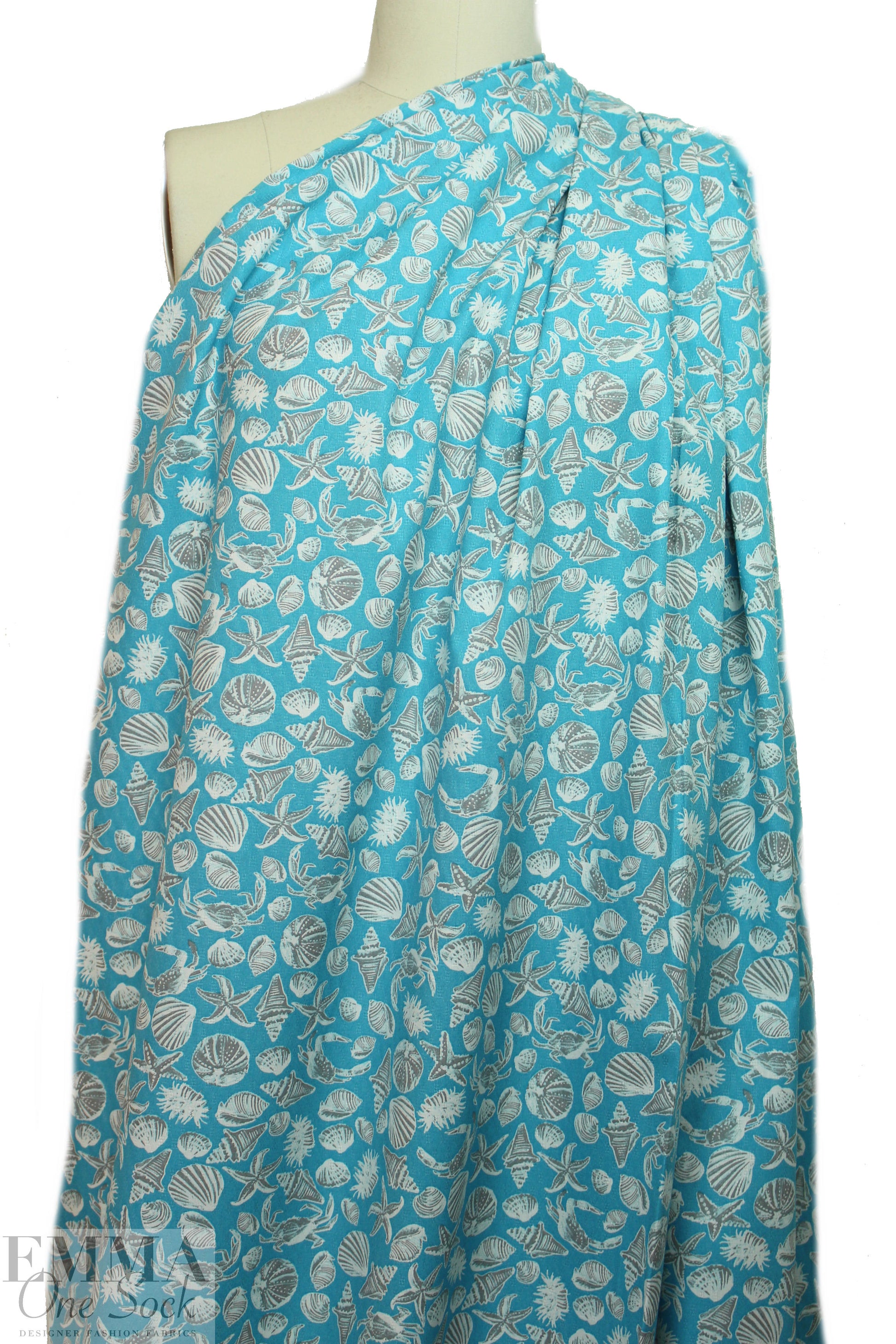 designer 'she sells sea shells' cotton jacquard