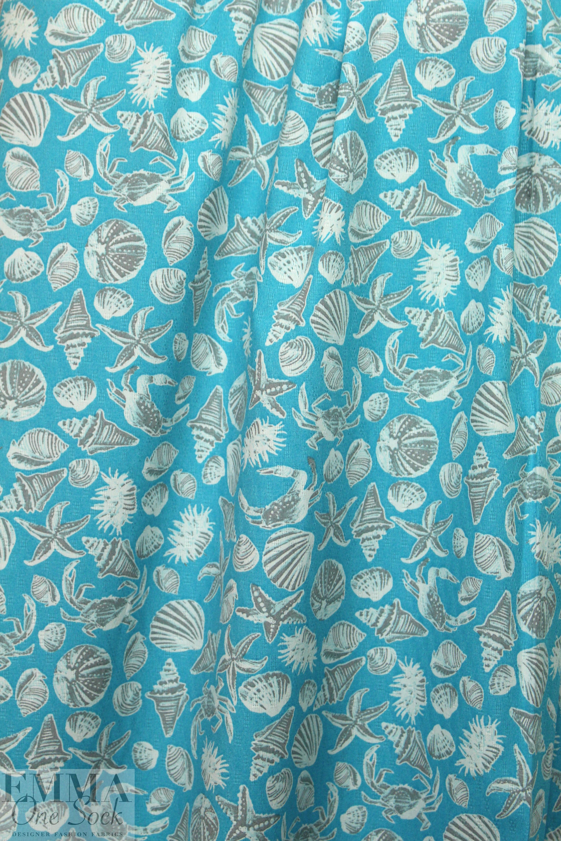 designer 'she sells sea shells' cotton jacquard