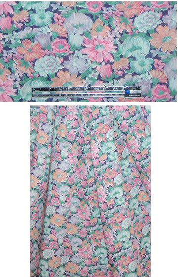 Italian rose/jade Liberty-esque floral cotton lawn 2.125 yds