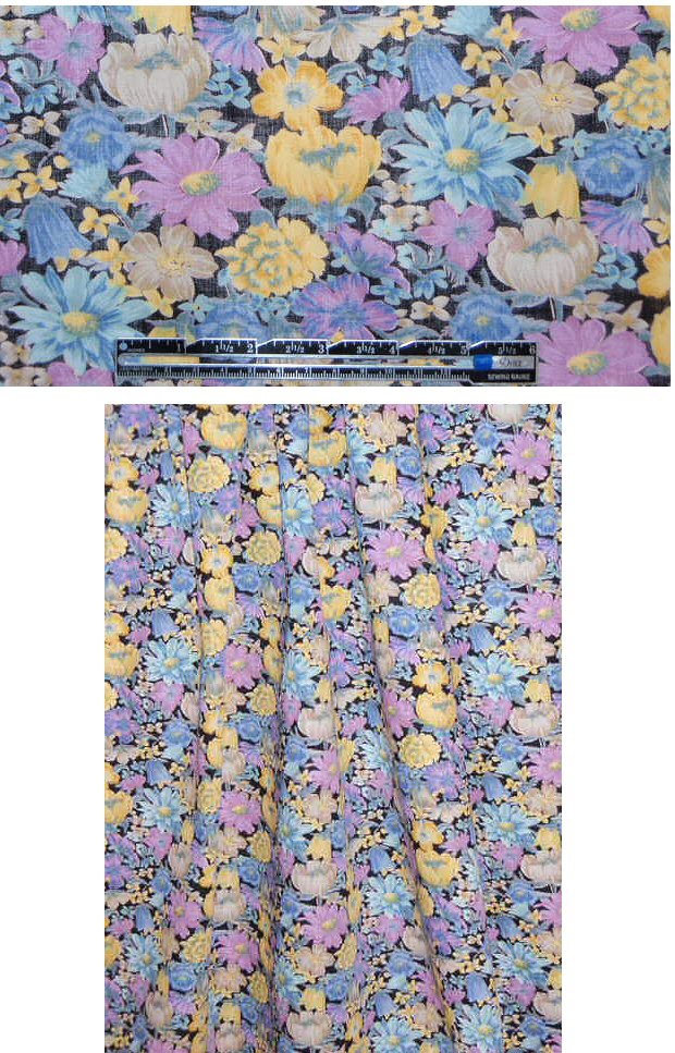 Italian yellow/lilac Liberty-esque floral cotton lawn 1.75 yds