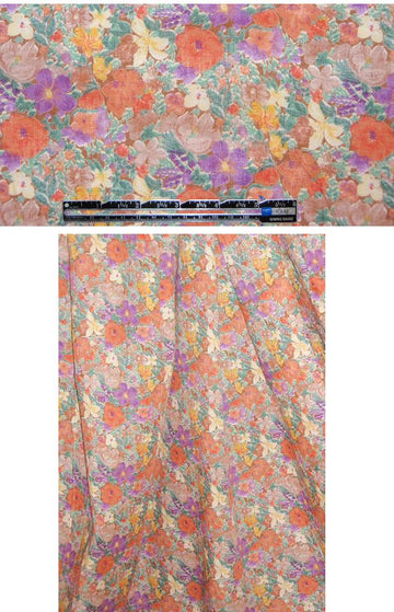 Italian tangerine/sienna Liberty-esque floral cotton lawn 1.5 yds