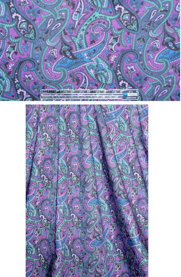 violet/marine/teal decorative paisley cotton lawn