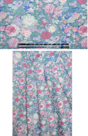 Italian periwinkle/rose Liberty-esque floral pima cotton