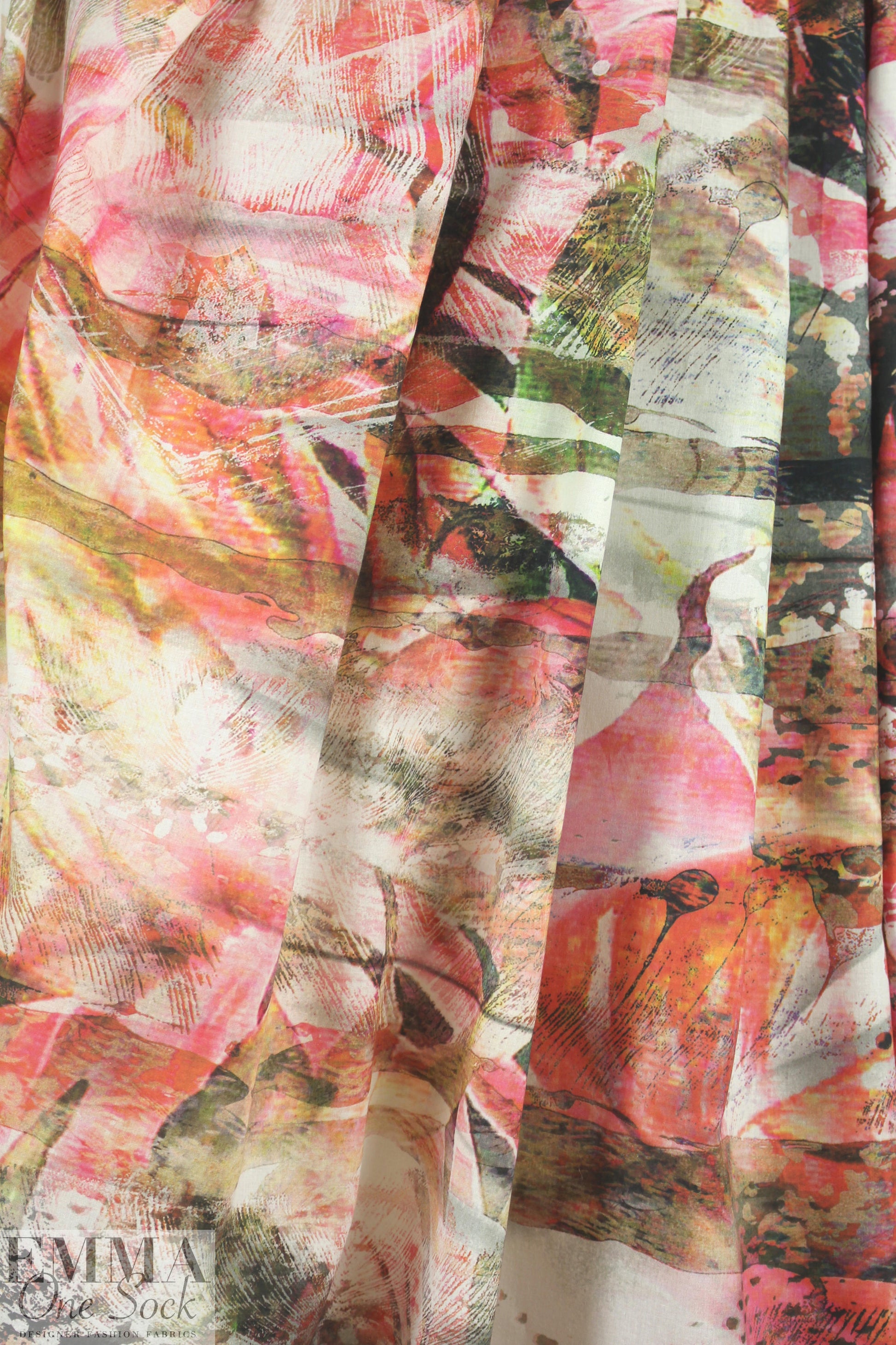 Italian rouge abstract lightweight cotton shirting 1.5 yd