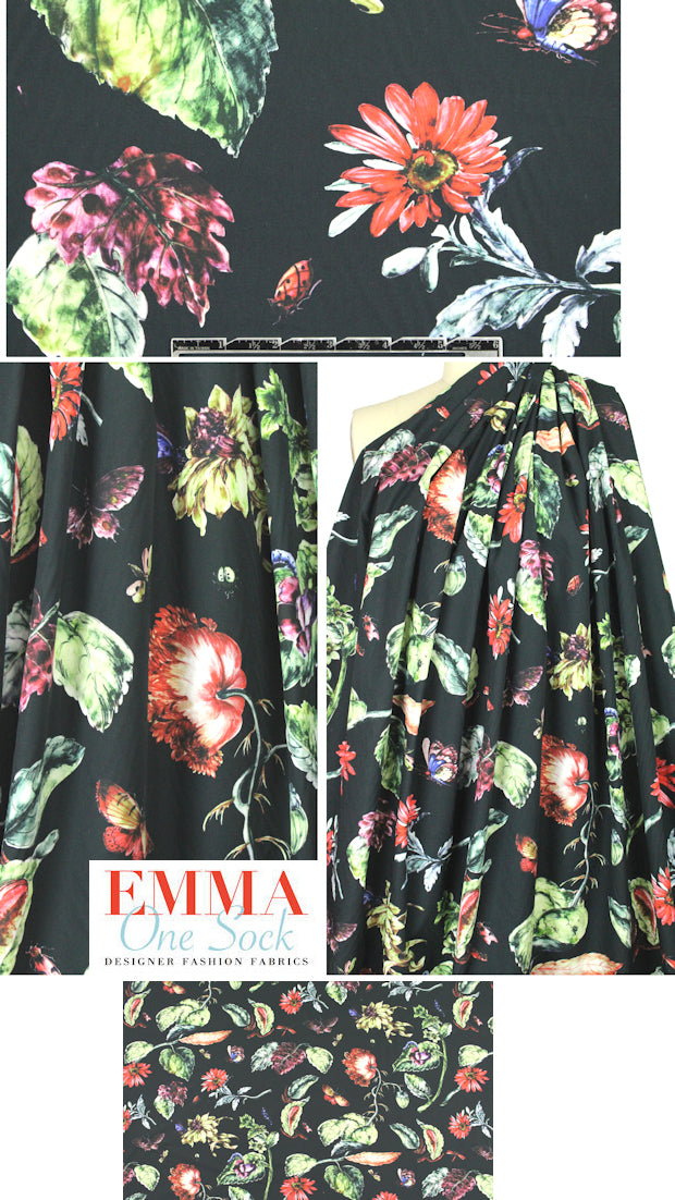 Italian botanical floral cotton broadcloth