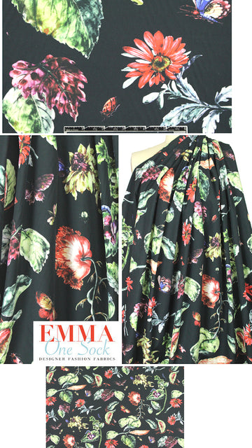 Italian botanical floral cotton broadcloth