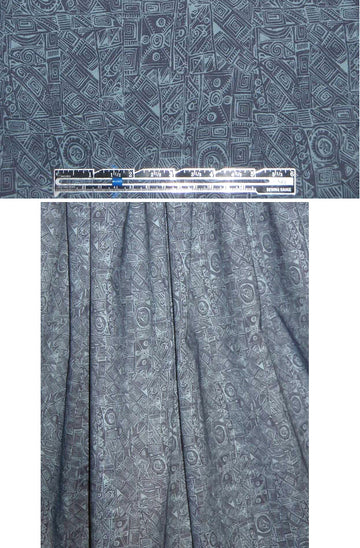 Italian dusty blue woodcut cotton lawn 1 yard