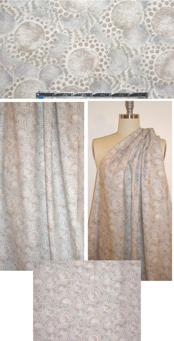 0yako bone/gray marbles and sand cotton broadcloth 1.875 yds